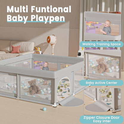 Baby Playpen 50x50 Inch, Play Pens for Babies and Toddlers Baby Fence Baby Play Yards for Indoor & Outdoor with Breathable Mesh Anti-Fall Playpen