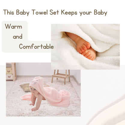 2 Pack Soft Baby Bath Towels with Cute Design. Absorbent Baby Towels for Newborn Gift Set of Hooded Towels for Baby Boys Girls and Neutral (Pink)