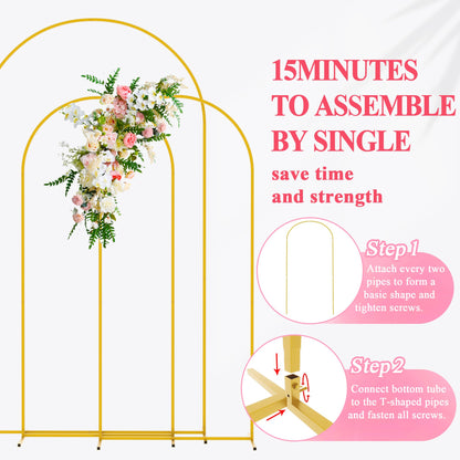 Wokceer Wedding Arch Backdrop Stand 7.2FT, 6.6FT White Metal Arch Stand Set of 2 for Birthday Party Wedding Ceremony Baby Shower Graduation Decoration