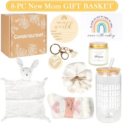 New Mom Gifts Box, Pregnancy Gifts for Expecting Mom, Gift Basket for Girls Boys, Postpartum Gifts for First Time Moms, Cool Gifts for New Mom After Birth, New Mom Care Package After Baby
