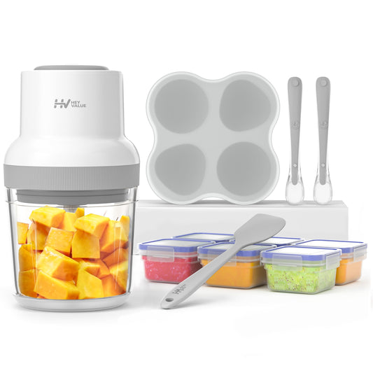 HEYVALUE Baby Food Maker, 13-in-1 Baby Food Puree Blender for Baby Food, Fruit, Vegatable, Meat, with Food Containers, Baby Food Processor Freezer Tray, Silicone Spoons, Silicone Spatula(Light Green)