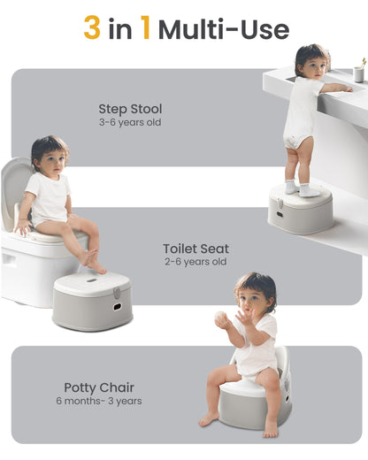 3-in-1 Toddler Potty Training Toilet for Boys and Girls Multi-use Baby Potty Chair for Toddlers 1-3 Training Potty Seat Toddler Toilet Baby Potty Training Seat with Step Stool (Orange)