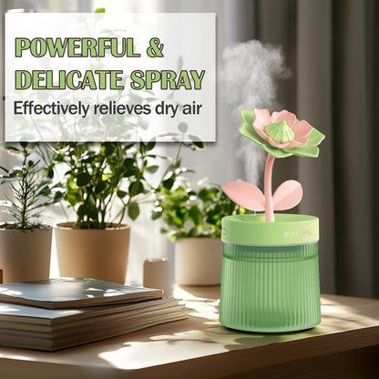 Shun Cheng Fa Landscape Night Light Humidifier with 2 Mist Modes, 320mL Large Tank Whisper-Quiet for Baby/Nursery/Office, Portable Mini Air Moisturizer (Gardenia Green)