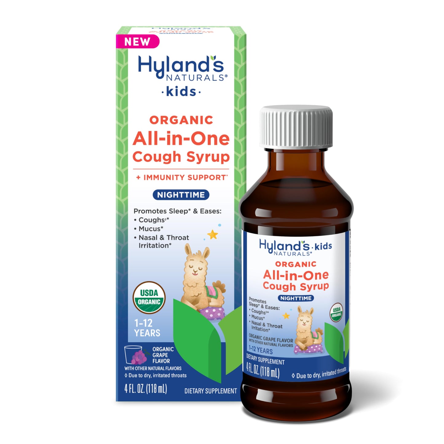Hyland's Kids Cold and Cough, Day and Night Combo Pack, Cold Medicine for Ages 2 and up, Syrup Cough Medicine for Kids, Nasal Decongestant, 4 Fl Oz (Pack of 2)