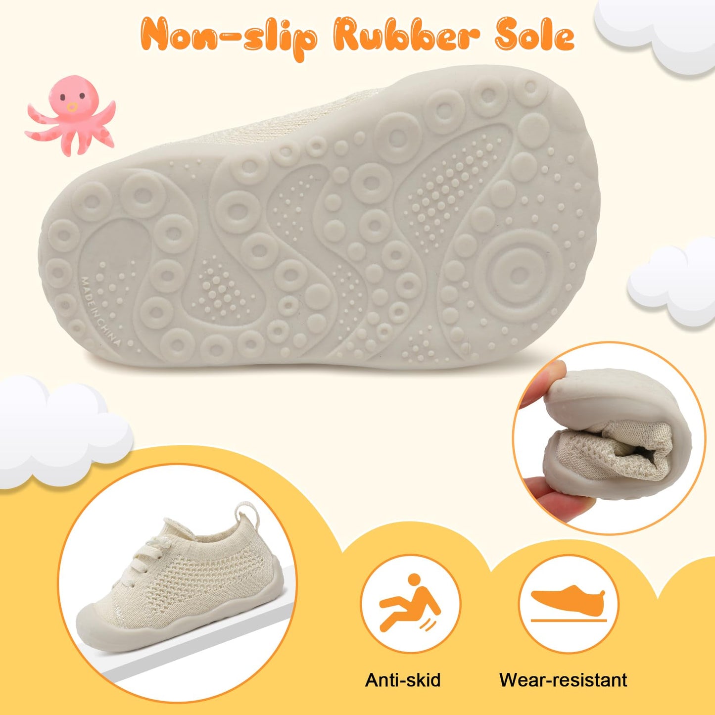 JIASUQI Baby Shoes for Toddler Boys Girls Sneakers Slip on Walking Shoes for Babies