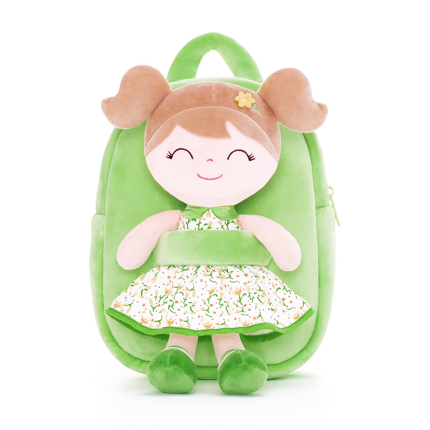 Gloveleya Toddler Backpack Baby Ballerina Girl Gifts Plush Curly Hair Ballet Backpack - Black Blonde 9 inches