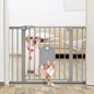 Babelio Upgraded Baby Gate with Cat Door, 29-43" Auto Close Durable Dog Gate for Stairs, Doorways and House, Easy Walk Thru Safety Gate with Pet Door Includes 4 Wall Cups, Black