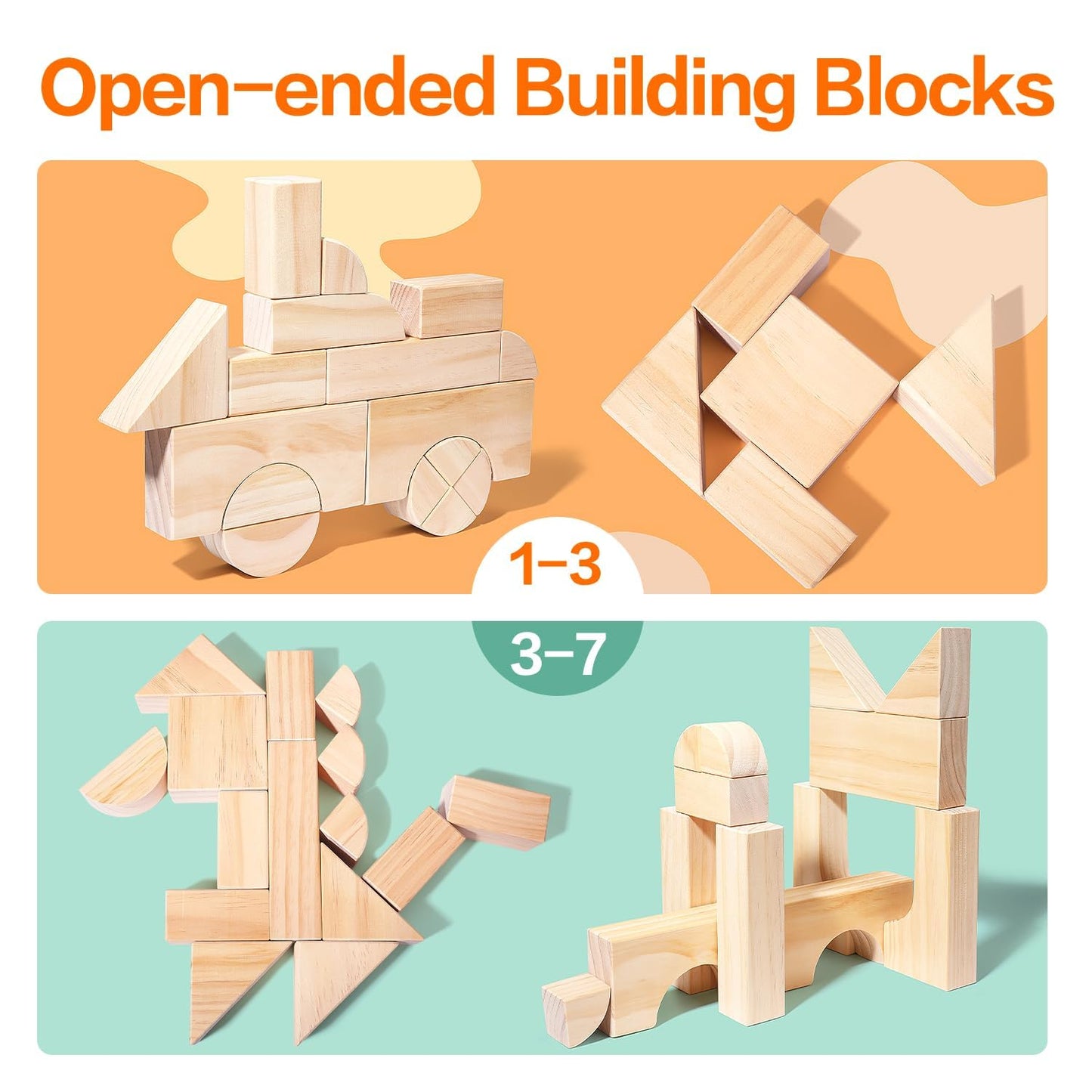 Migargle Large Foam Building Blocks for Toddlers, 36 Pieces Large EVA Soft Stacking Blocks, Baby Bath Foam Toy Set, Early Learning Construction Toys & Gifts for Kids, Boys & Girls
