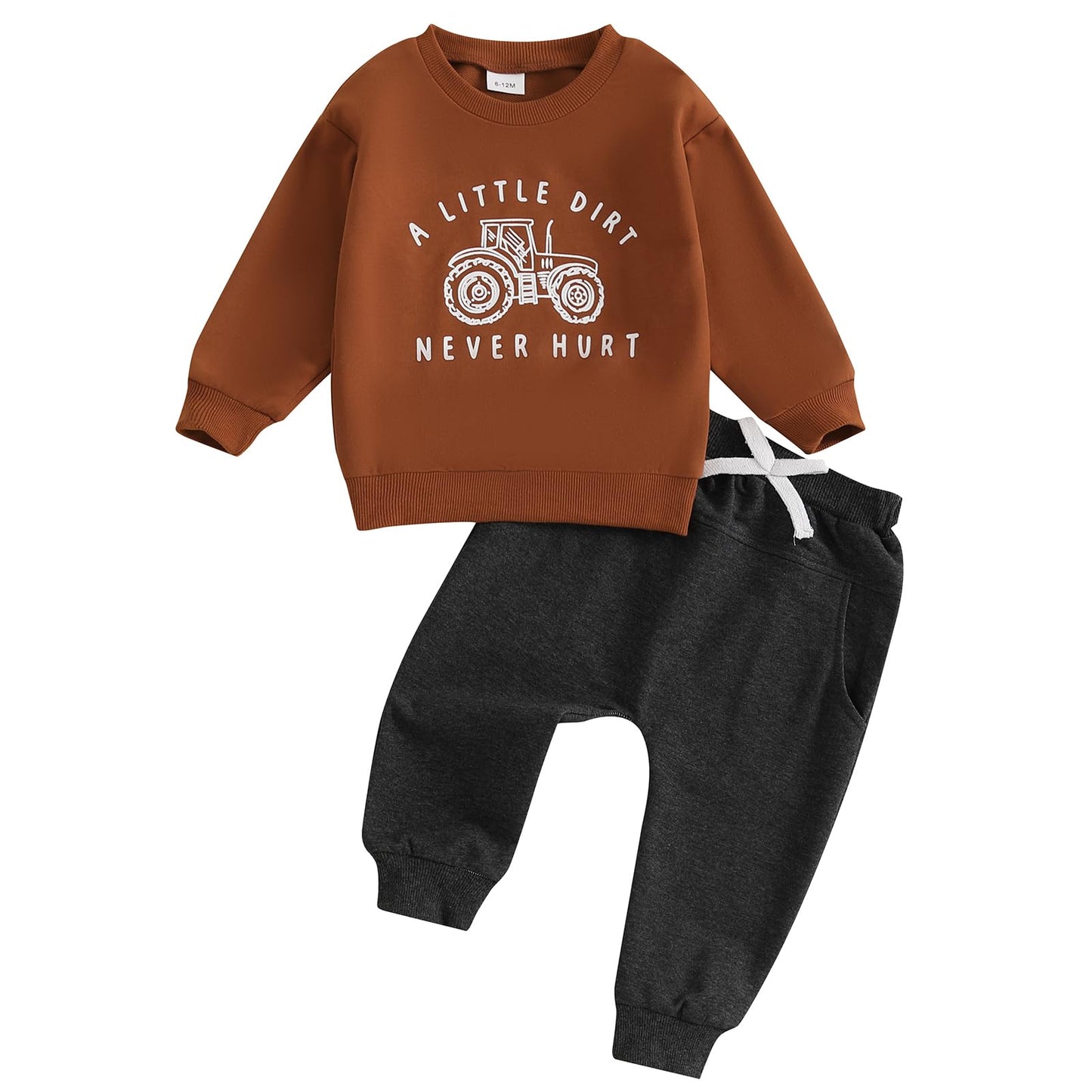 Toddler Baby Boy Fall Winter Outfits Tractor Print Long Sleeve Sweatshirt Pants Set Kids Sweatsuit Clothes