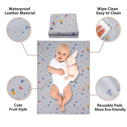 Vegan Leather Baby Changing Mat - Wipeable Portable Changing Pad, Foldable Travel Changing Mat for Baby, Newborns Toddlers Shower Gifts (Flower,20"*28")