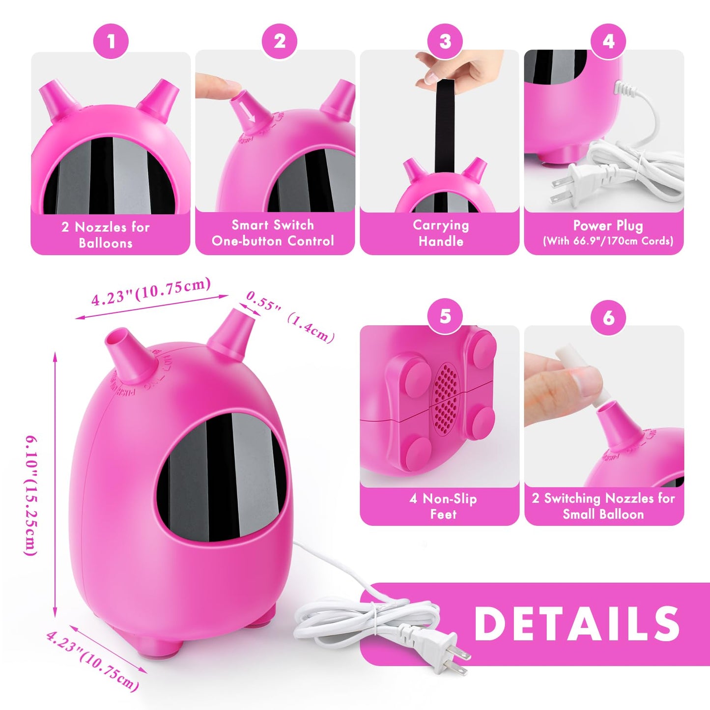 Balloon Pump Electric, SPLAKS Balloons Inflator Air Pump Portable Balloon Blower for Garland Arch, Party Decoration