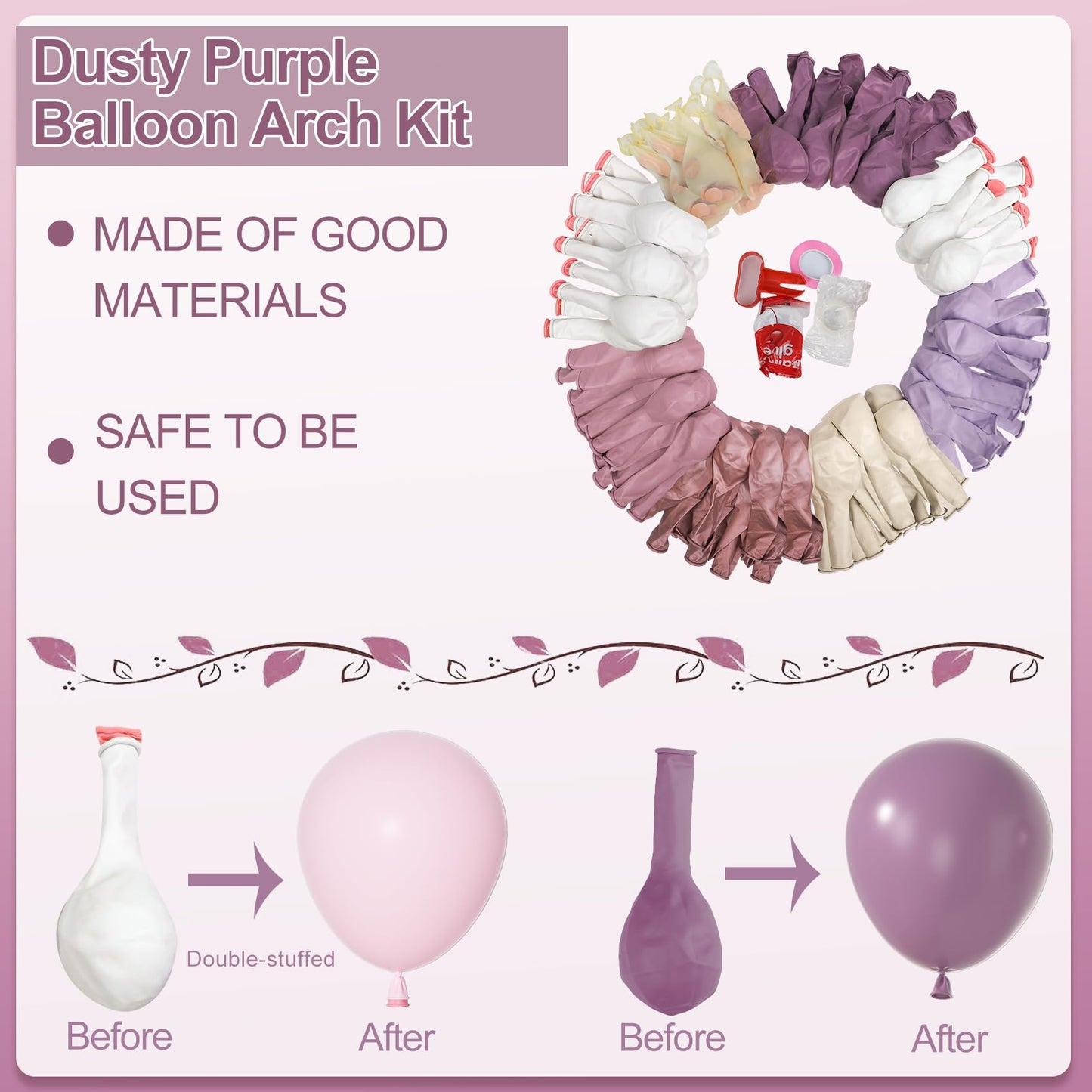 Amandir 173Pcs Pink Blue Green Balloon Arch Garland Kit, Dusty Baby Pink Mauve Pastel Mist Haze Green Blue Gold Confetti Balloons for Baby Shower Gender Reveal Wildflower Birthday Party Decorations