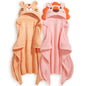 Hooded Baby Towels Boy for 0-6 Years, 50"x 32" Extra Large Toddler Bath Towels with Hood for Boys & Girls, 2-Pack Absorbent Thick Soft Gift for Kids Yellow Lion & Orange Monkey