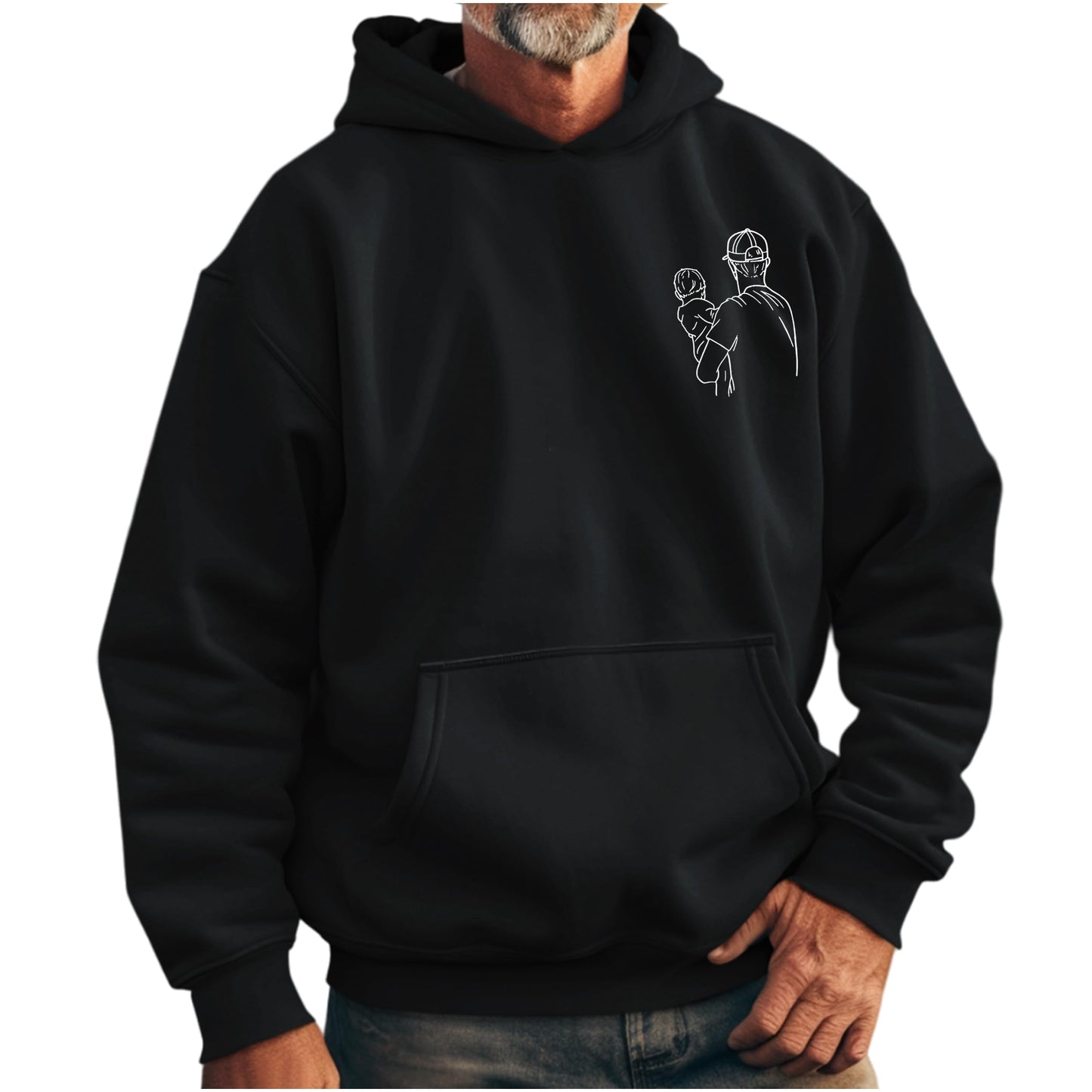 NAZENTI Personalized Dad Embroidered Sweatshirt, Custom Dad Est Shirt with Kid Name, Photo Shirt for Men, Fathers Day Shirts