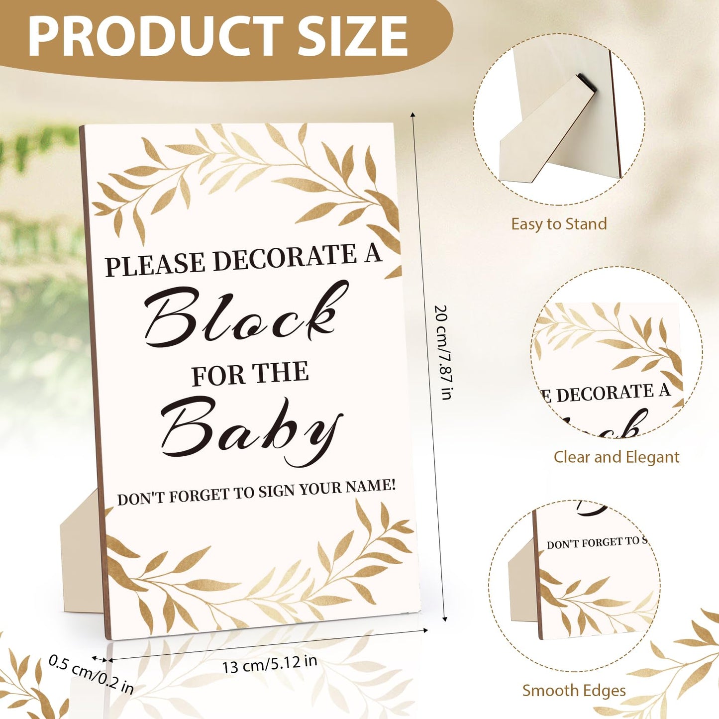 Baby Shower Games Sign Kit with 50 Blank Wooden Baby Blocks, 24 Acrylic Paint Marker and Wooden Sign, Blocks for Baby Shower, Gender Reveals Party(Green)