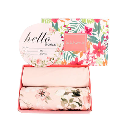 Galabloomer Newborn Receiving Blanket Headband Set Baby Flower Swaddle (vintage flower)
