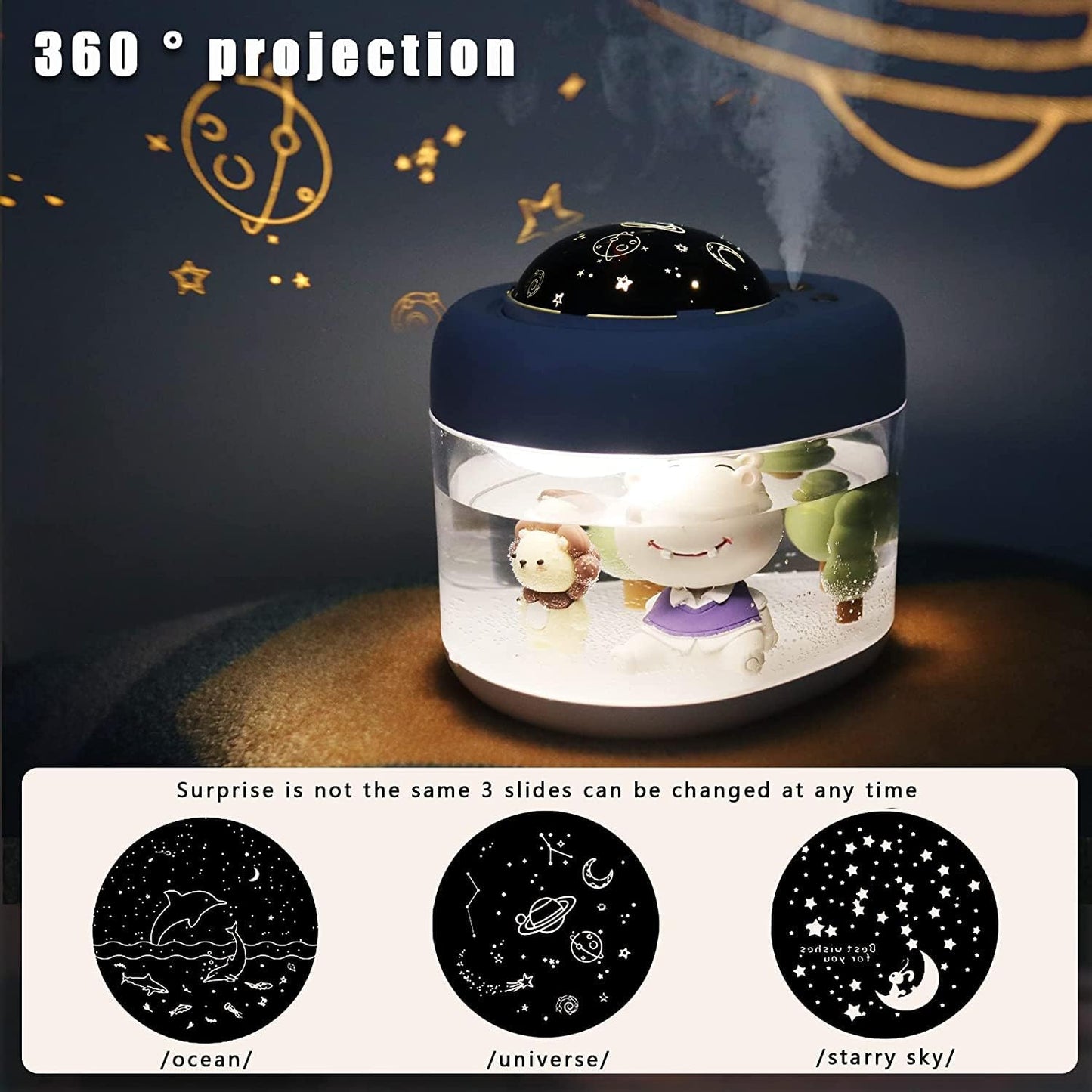 Baby Cool Mist Humidifiers for Bedroom Quiet - 16.91 OZ Small Humidifiers for Home with Night Light & Star Projector for Kids, Babies, Girls