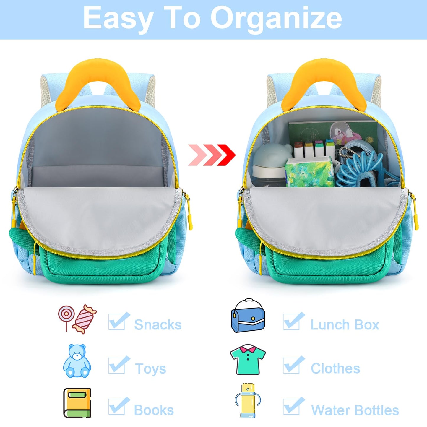 Accmor Toddler Leash Backpack with Anti Lost Wrist Link, Cute Dinosaur Bag Children Safety Walking Harness with Removable Little Pouch, Kids Travel Essential Mini Back Pack with Tether for Baby Boys