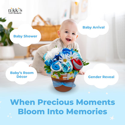 Deluxe Baby Blossom - Baby Girl Outfits | Newborn Baby Girl Gift Set | Baby Gift Basket for Expecting Moms | New Baby Gift Basket | Pink Baby Gift Set | Clothing Flower Bouquet | Nikki's Gift Baskets