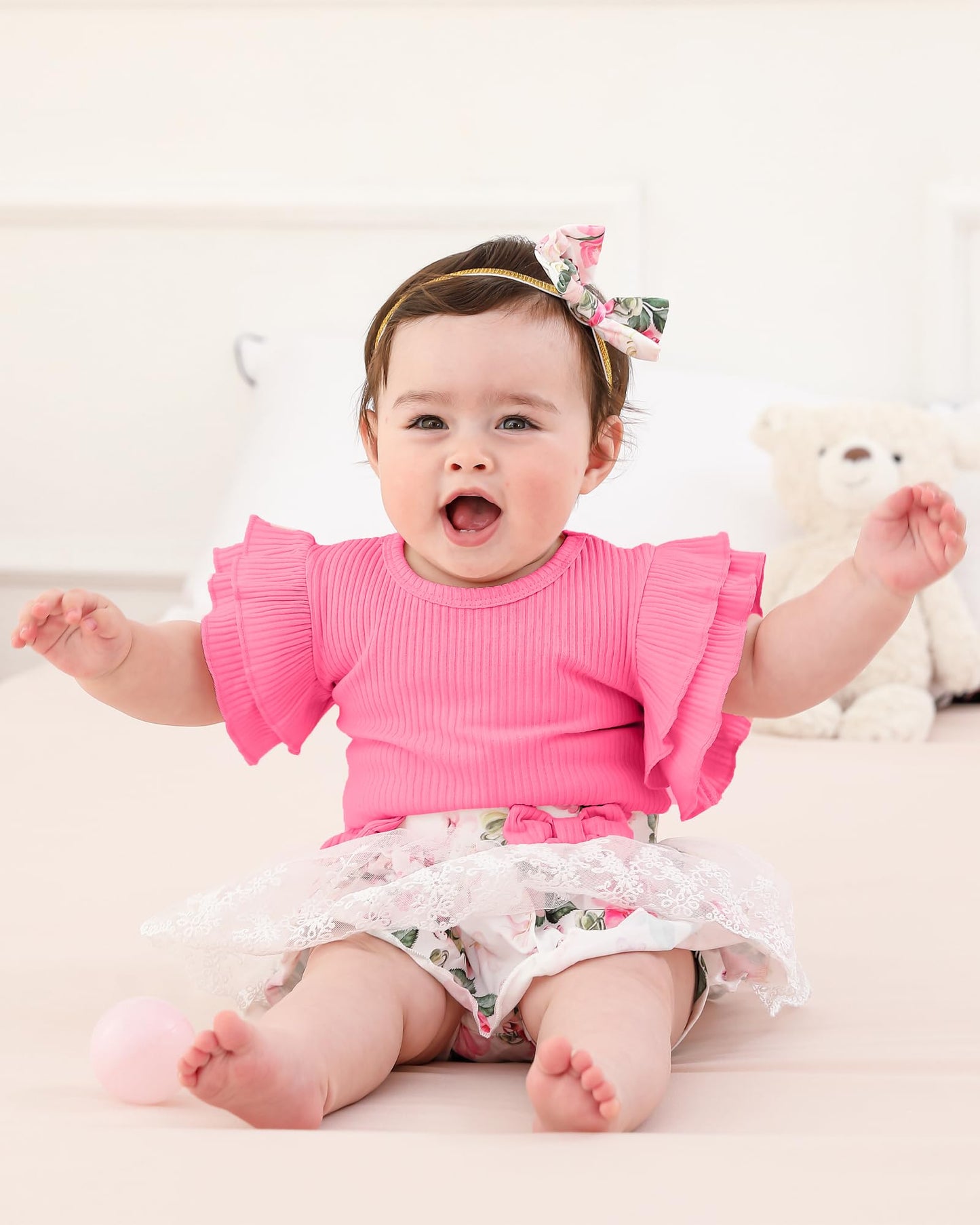 Mioglrie Preemie Clothes Girl Newborn Girl Outfits Infant Baby Girl Clothes Summer Romper Dress Shorts Set