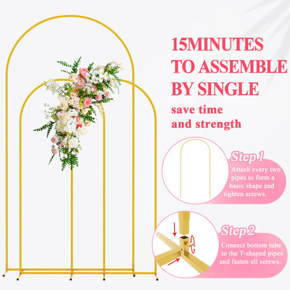 Wokceer Wedding Arch Backdrop Stand 7.2FT, 6.6FT White Metal Arch Stand Set of 2 for Birthday Party Wedding Ceremony Baby Shower Graduation Decoration