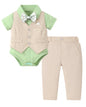 DISAUR Baby Boy Clothes Toddler Boy Outfits 4PCS Gentleman Dress Romper/Vest/Pants/Bow Tie Cotton Suit Sets