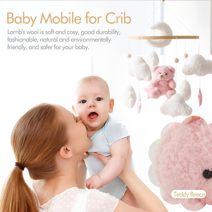 EERKEOD Baby Crib Mobile Bear Nursery Mobile for Boys Girls Teddy Velvet Mobile Nursery Decor for Infant Bedroom Hanging Baby Mobile for Bassinet Newborn Baby Gift（Brown Bear）