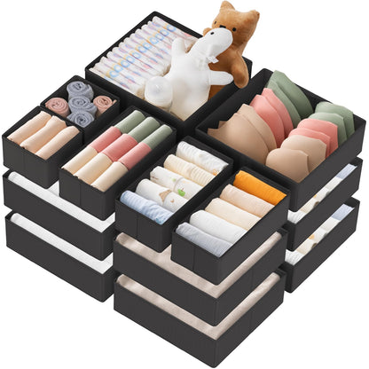 Criusia Drawer Organizer Clothes, 10 Pack Dresser Organizer for Baby Clothes, Underwear, Sock- Foldable Closet Organization and Storage Dividers Bins for Nursery, Bedroom (Beige)