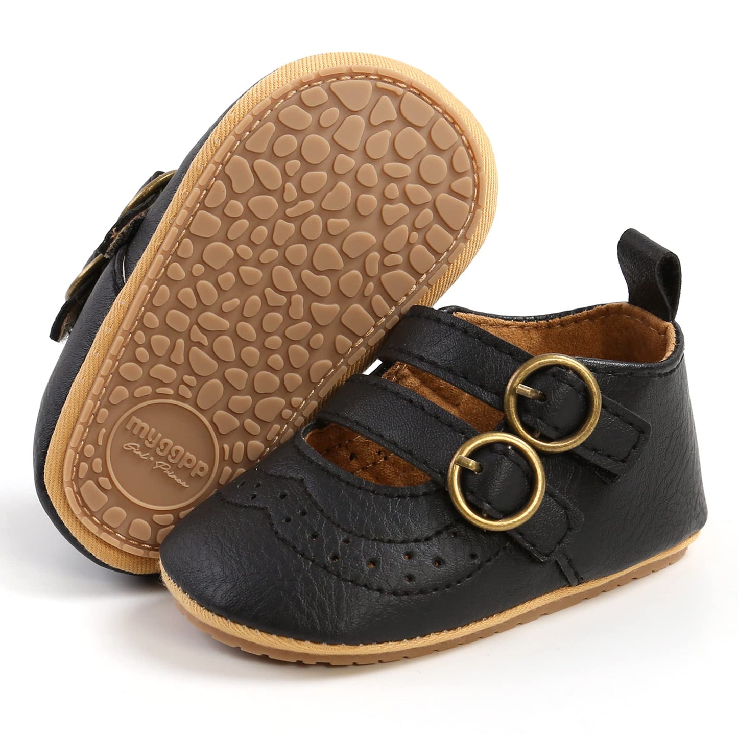 Baby Girl Mary Jane Flats Dress Shoes - Infant Newborn Shoes Anti-Slip Soft PU Leather Party School Wedding Princess Baby Girl Shoes 0-18M