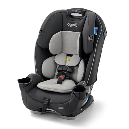 Graco SlimFit 3-in-1 Convertible Car Seat, Space Saving Design, Forward & Rear-Facing, Highback Booster Option – Purple