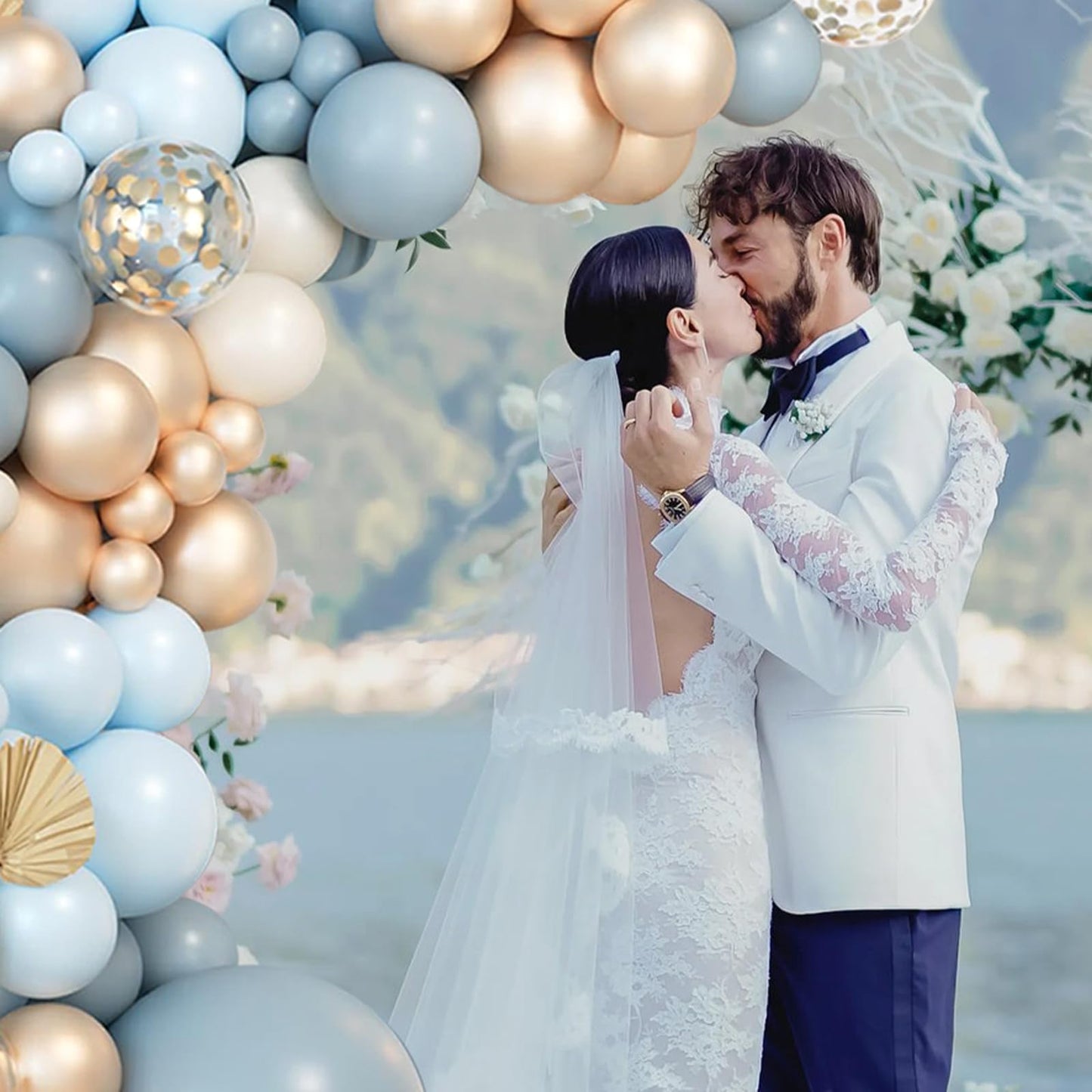 Dusty Blue Balloon Arch Kit,122 Pcs Dusty Blue and White Balloons,MacaronBlue White Balloon Arch Garland Kit for Boy Baby Shower Gender Reveal,Men Birthday,Graduation Decorations,Bridal Shower