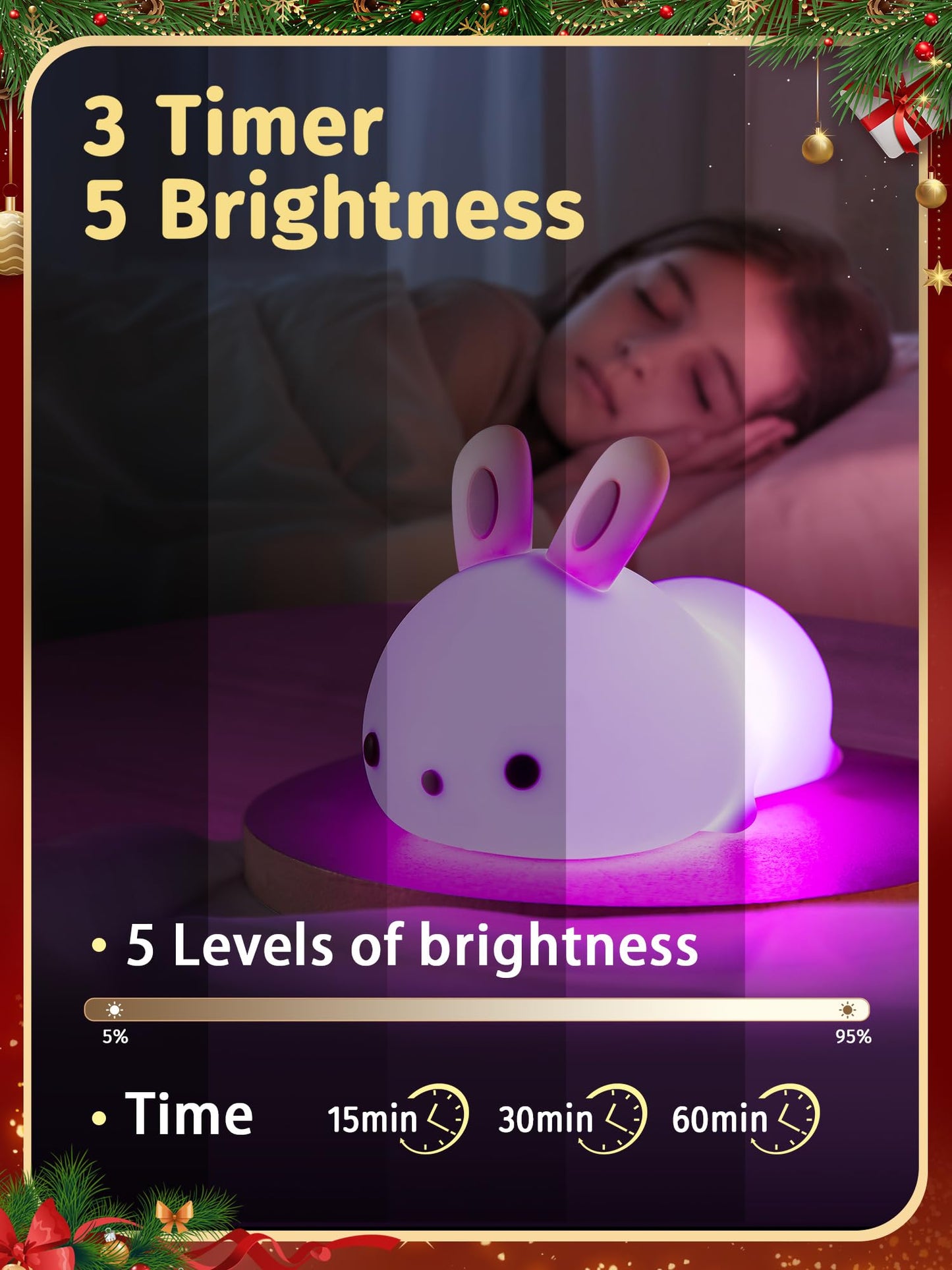 One Fire Night Light for Kids Bunny Cute Lamp, Kawaii 16 Colors Kids Night Light Baby Night Light Lamp, Rechargeable Toddler Night Light for Baby Nursery Night Light,Kids Lamp Nightlight for Kids Room