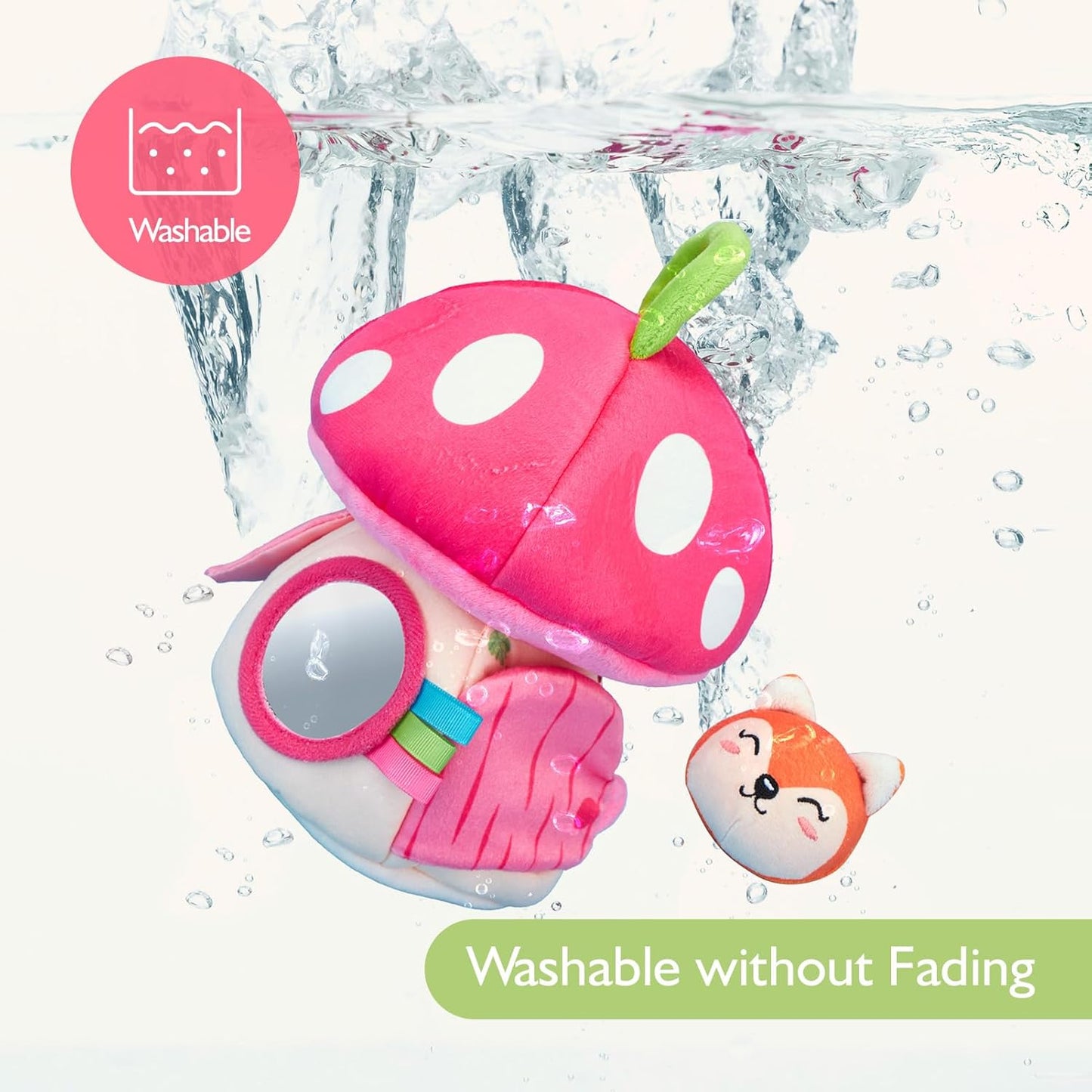 hahaland Baby Girl Toys 6-12 Months - My First Mushroom House with Stuffed Jungle Animals, Rattle, Crinkle Paper, Mirror - Developmental Sensory Montessori Toys for Toddlers 1 Year Old Girl Gifts
