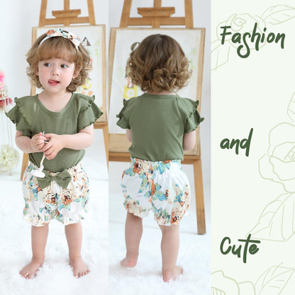 YOUNGER TREE Newborn Infant Baby Girl Clothes Romper Shorts Set Floral Summer Outfits Cute Baby Girl Clothing