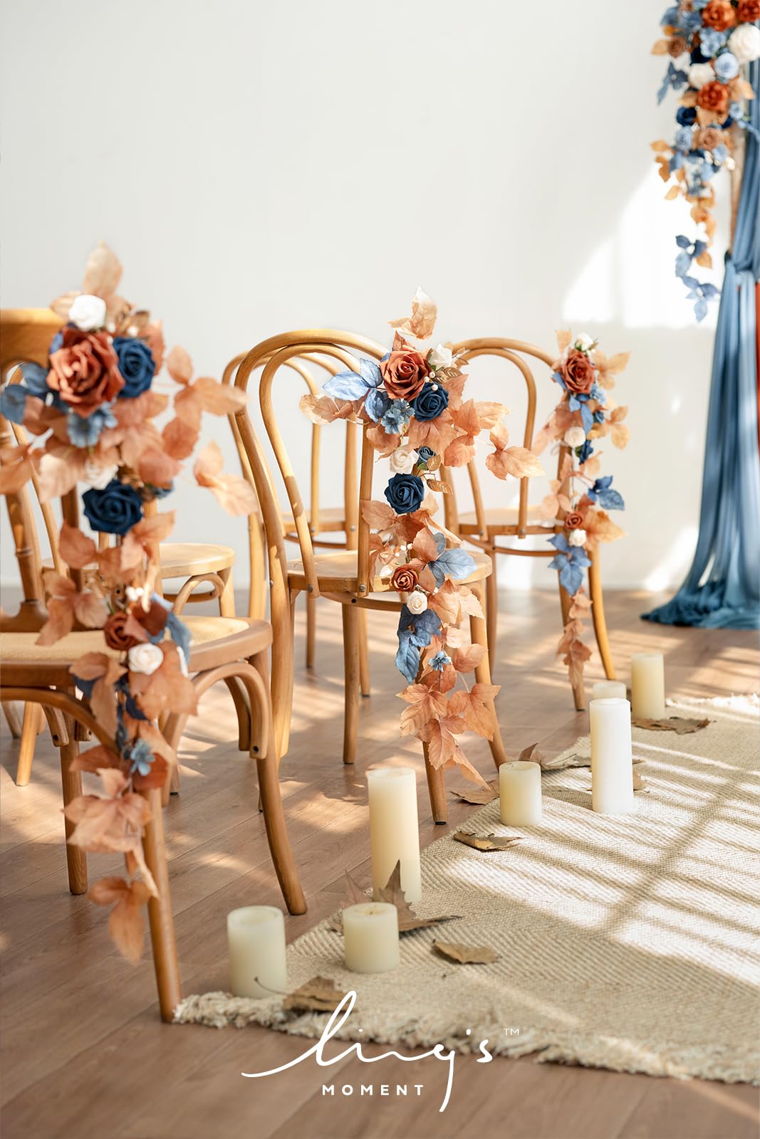 Ling's Moment 10pcs Wedding Chair Decorations Aisle Floral Swag Artificial Pew Flowers Hanging Garland Pink Blush & Cream For Ceremony Reception Church Rose Floral Faux Arrangement Party Outdoor Decor