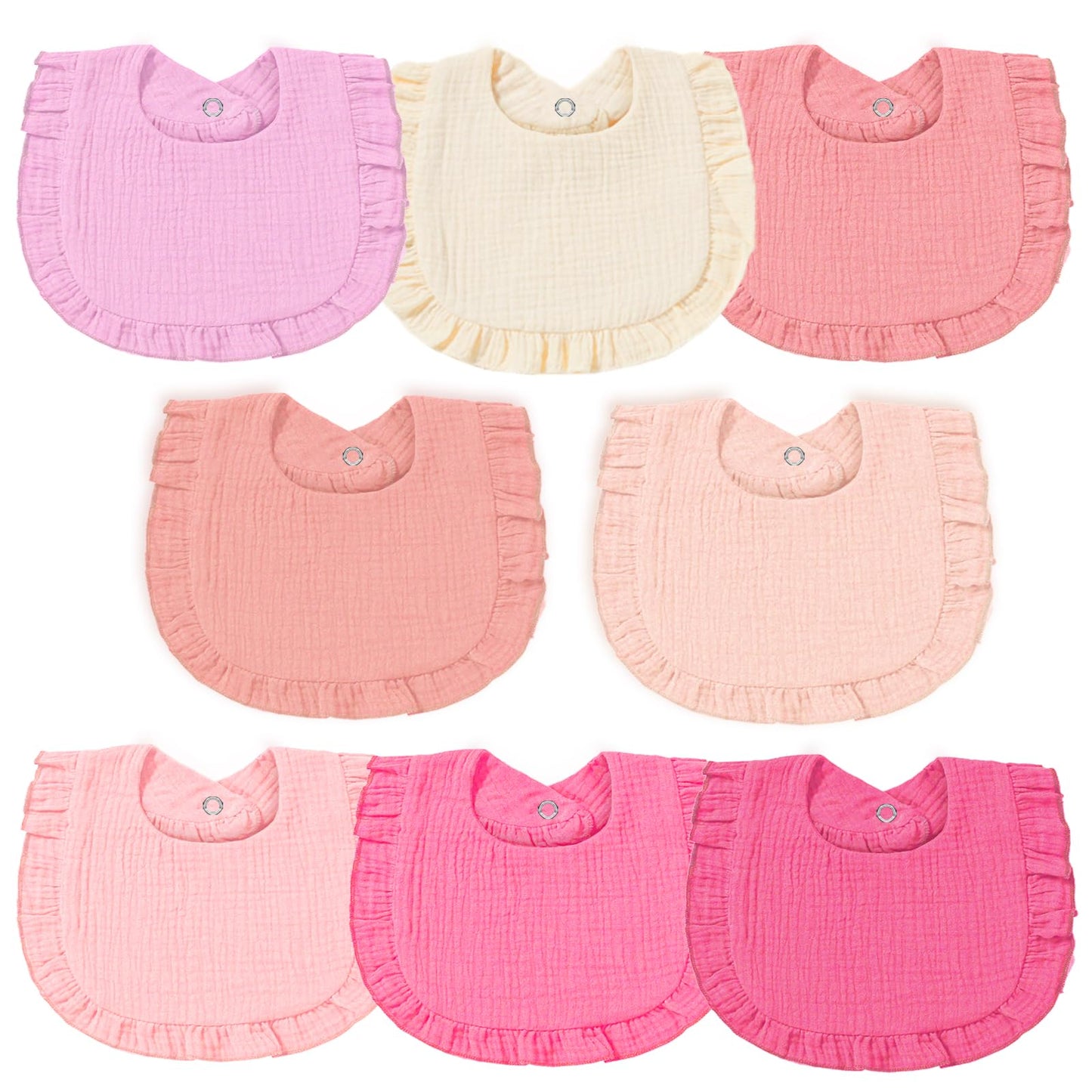 6 Pack Muslin Baby Bibs for Baby Girls, Muslin Bibs Drool Bandana Bibs (Sweet Pink)