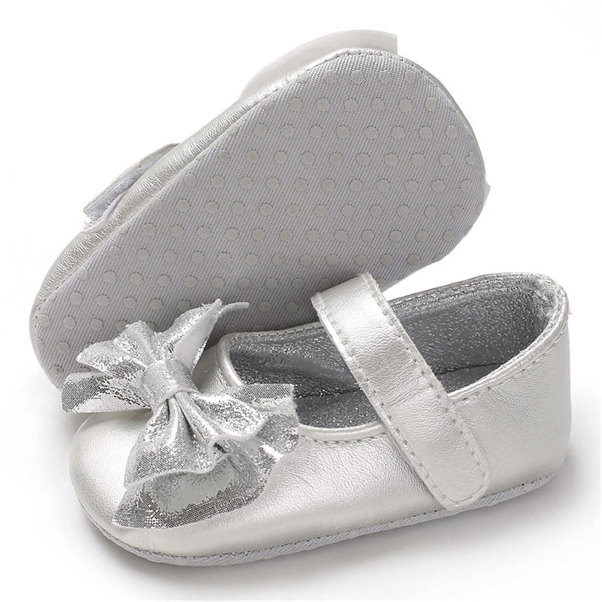 LAFEGEN Baby Girls Mary Jane Flats with Bownot Non Slip Soft Sole PU Leather Newborn Infant Toddler First Walker Cirb Dress Shoes