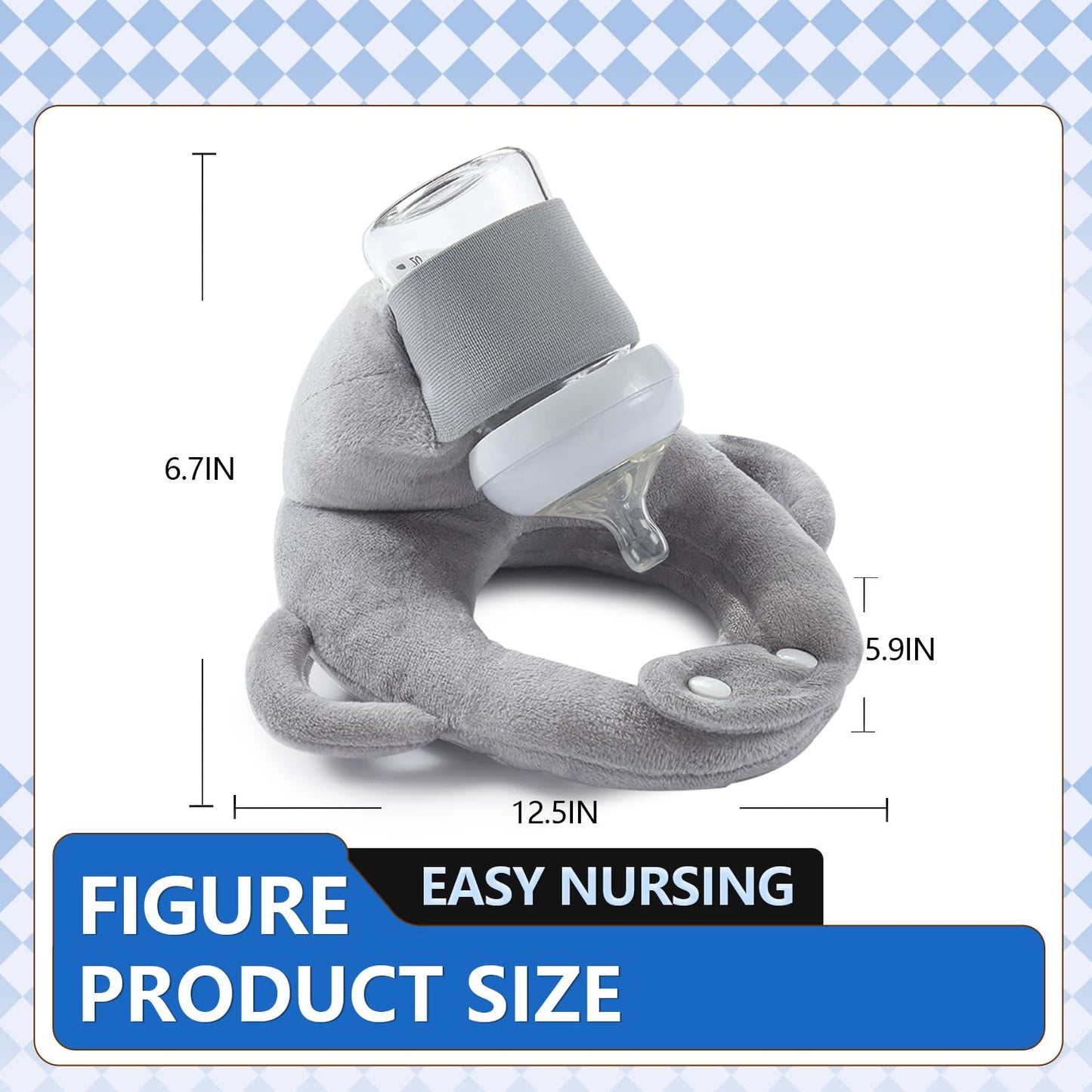 Baby Bottle Holder,Self Feeding Support Pad for Hands Free Bottle Feeding,Drying Rack Bottle (Grey)