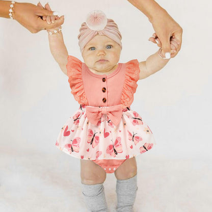 Sinhoon Baby Girl Clothes Newborn Ruffled Sleeveless Romper Floral Dreesy Bodysuit Heaedband 3pcs Baby Girl Summer Clothes