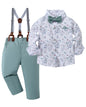 CARETOO Toddler Boy Clothes Suit Gentleman Wedding Outfits Kids Formal Dress Shirt Bowtie Long Suspender Pants Overalls 1-5T