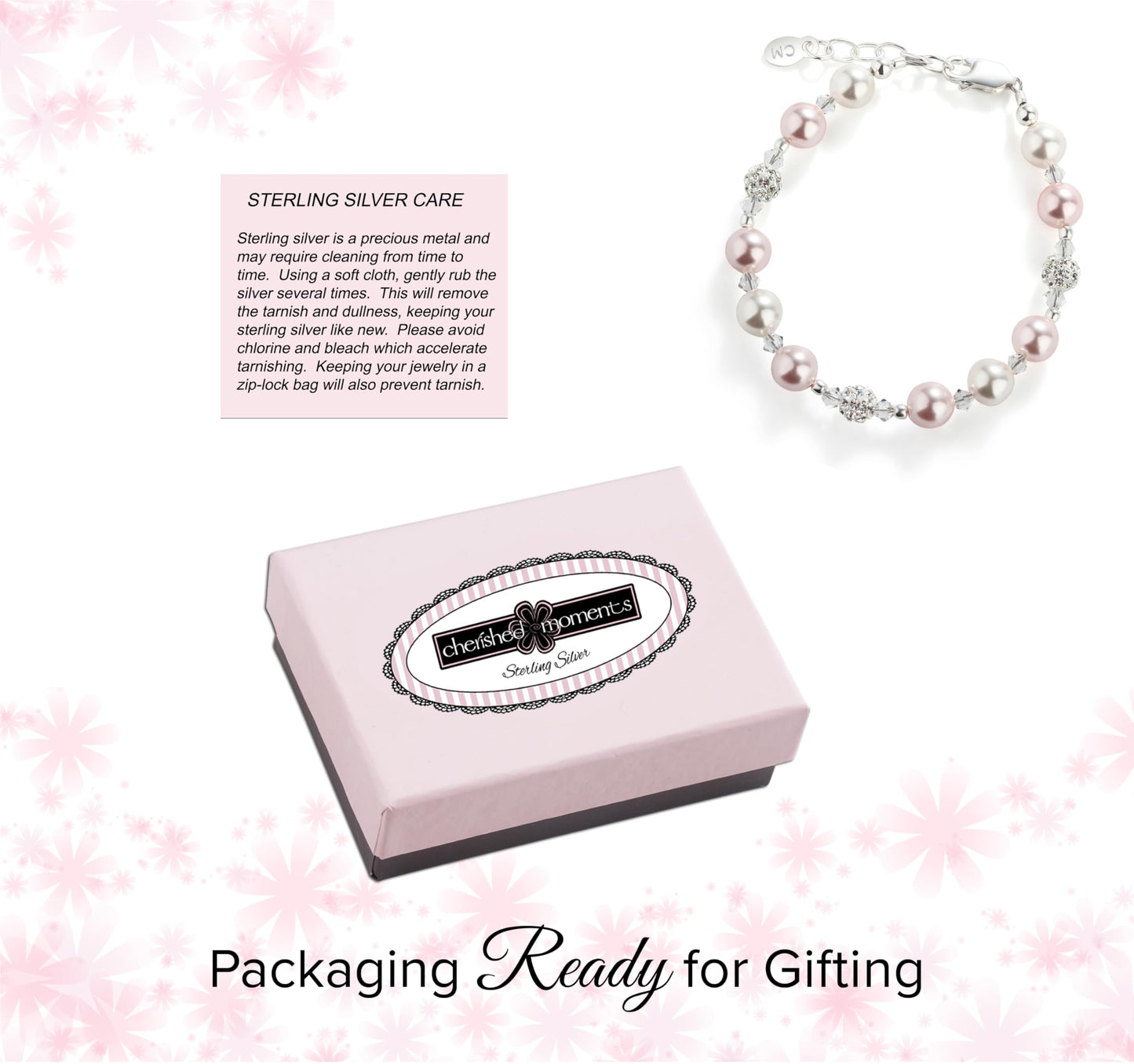 Cherished Moments Children's 14K Gold-plated or Sterling Silver Bracelet with Stardust Beads and Austrian Crystals for Babies, Infants, Toddlers, and Girls Jewelry Gifts