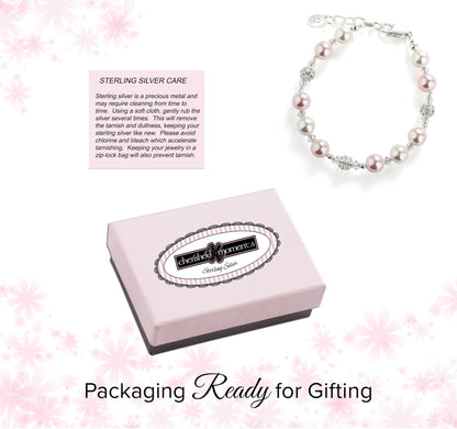 Cherished Moments Children's 14K Gold-plated or Sterling Silver Bracelet with Stardust Beads and Austrian Crystals for Babies, Infants, Toddlers, and Girls Jewelry Gifts