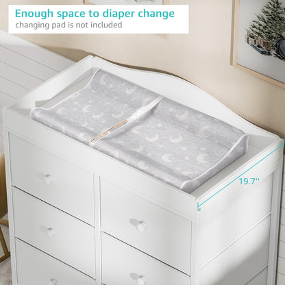 BOLUO Changing Table Dresser with 6 Fabric Drawers, Baby Dresser with Changing Table Top Diaper Changing Station with Storage for Nursery Modern