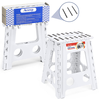 ACSTEP Folding Step Stool 9'' Tall Kids Step Stool Holds Up to 300 lb Plastic Foldable Step Stools for Kids Non-Slip Surface with Carry Handle Collapsible Stool for Home, Outdoor and Indoor(Black)
