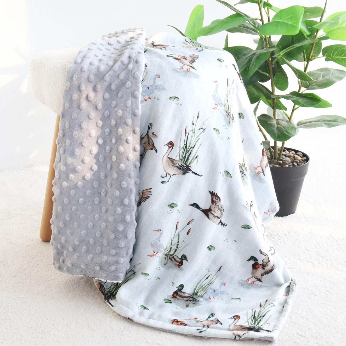 LifeTree Minky Baby Girl & Boy Blankets, Soft Double Layer Swaddle Blankets, Muslin Front and Dotted Fleece Backing Receiving Bed Throw Blanket for Newborn Unisex, 31X40 Inches, Bear Pattern
