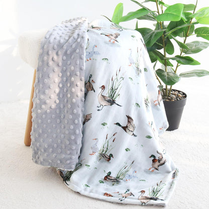 LifeTree Minky Baby Girl & Boy Blankets, Soft Double Layer Swaddle Blankets, Muslin Front and Dotted Fleece Backing Receiving Bed Throw Blanket for Newborn Unisex, 31X40 Inches, Bear Pattern