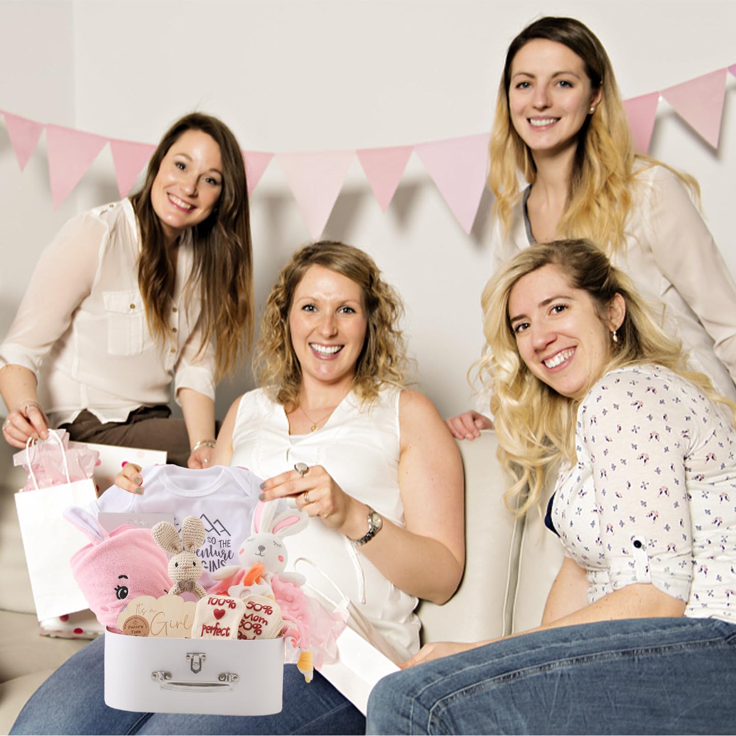 Bopoobo Baby Shower Gifts for Boys - New Born Gifts, Unique Essentials: Onesie, Blanket, Rattle, Lovey, Socks, Decision Coins, Milestone