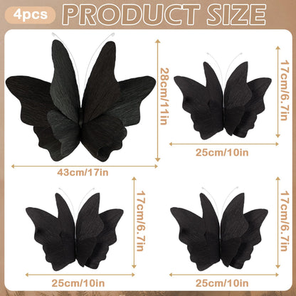 SUNBEAUTY Butterfly Party Decorations, 3D Paper Butterfly Decoration, Hanging Paper Butterfly for Baby Shower Decorations Girls, Women, Paper Flowers for Wall Decoration, Set of 4