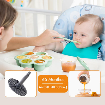 NCVI Puree Baby Food Processor Glass Set, Mini Infant Food Maker Blender Machine with 8 Blades and Grinding Disc, Small Blender for Baby Food Including Containers, Silicone Tray and Tableware