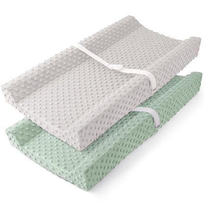 Susurration 2Pack Changing Pad Covers Super Soft Minky Dots Plush Changing Table Covers 33x17x7in Breathable Changing Pad Sheets for Unisex Baby Girls and Boys (Beige&Brown)